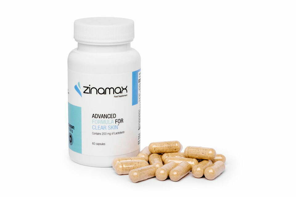 bottle of Zinamax acne treatment